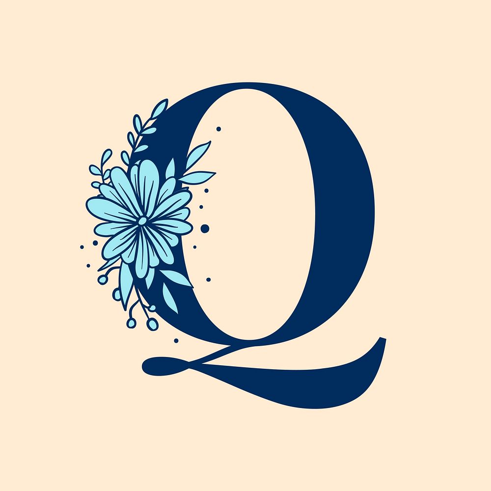 Botanical capital letter Q vector
