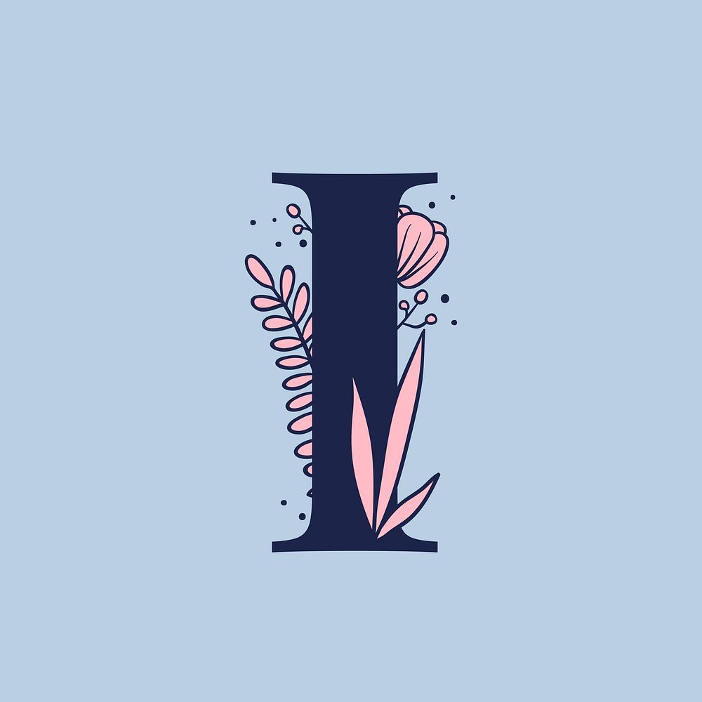 Botanical capital letter I vector
