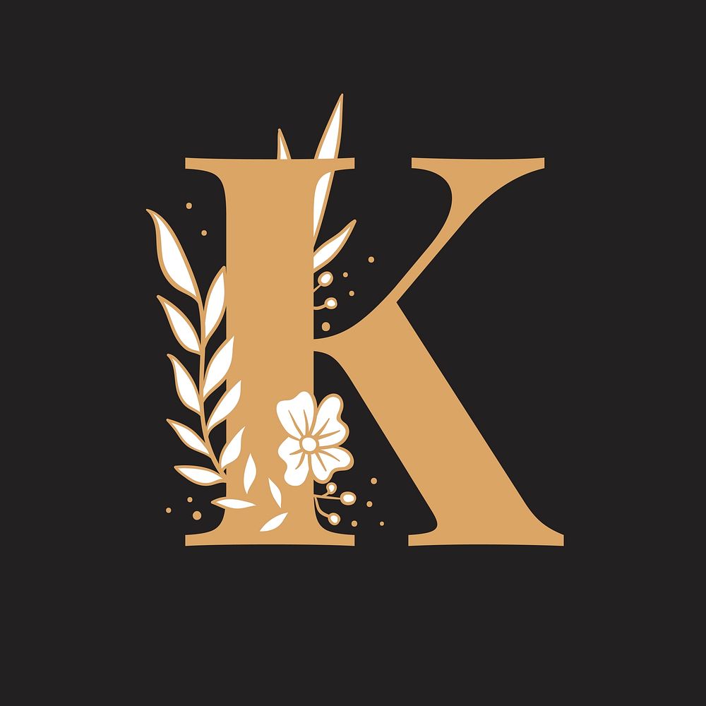 Botanical capital letter K vector