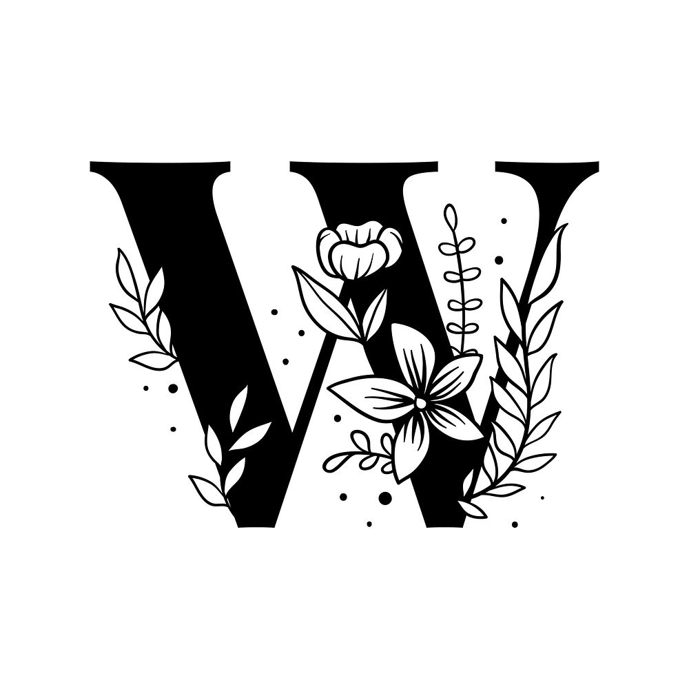 Botanical capital letter W vector