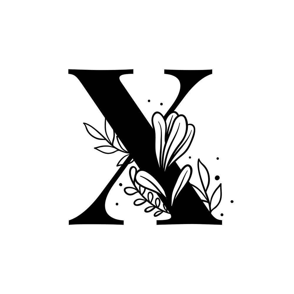 Botanical capital letter X vector