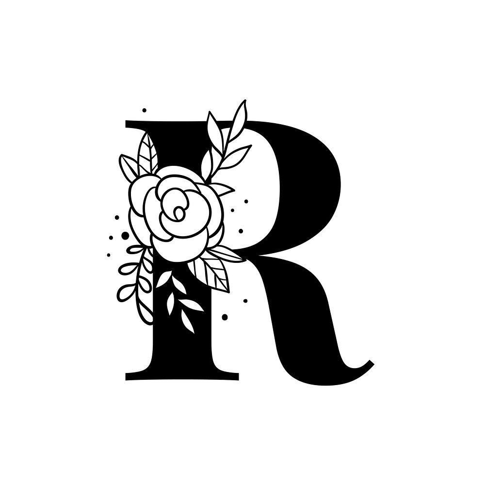 Botanical capital letter R vector