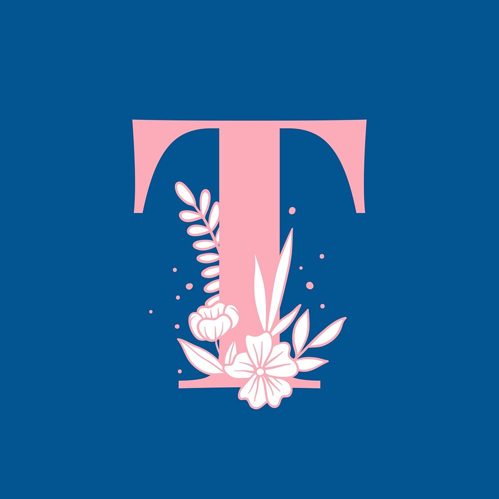 Botanical capital letter T vector