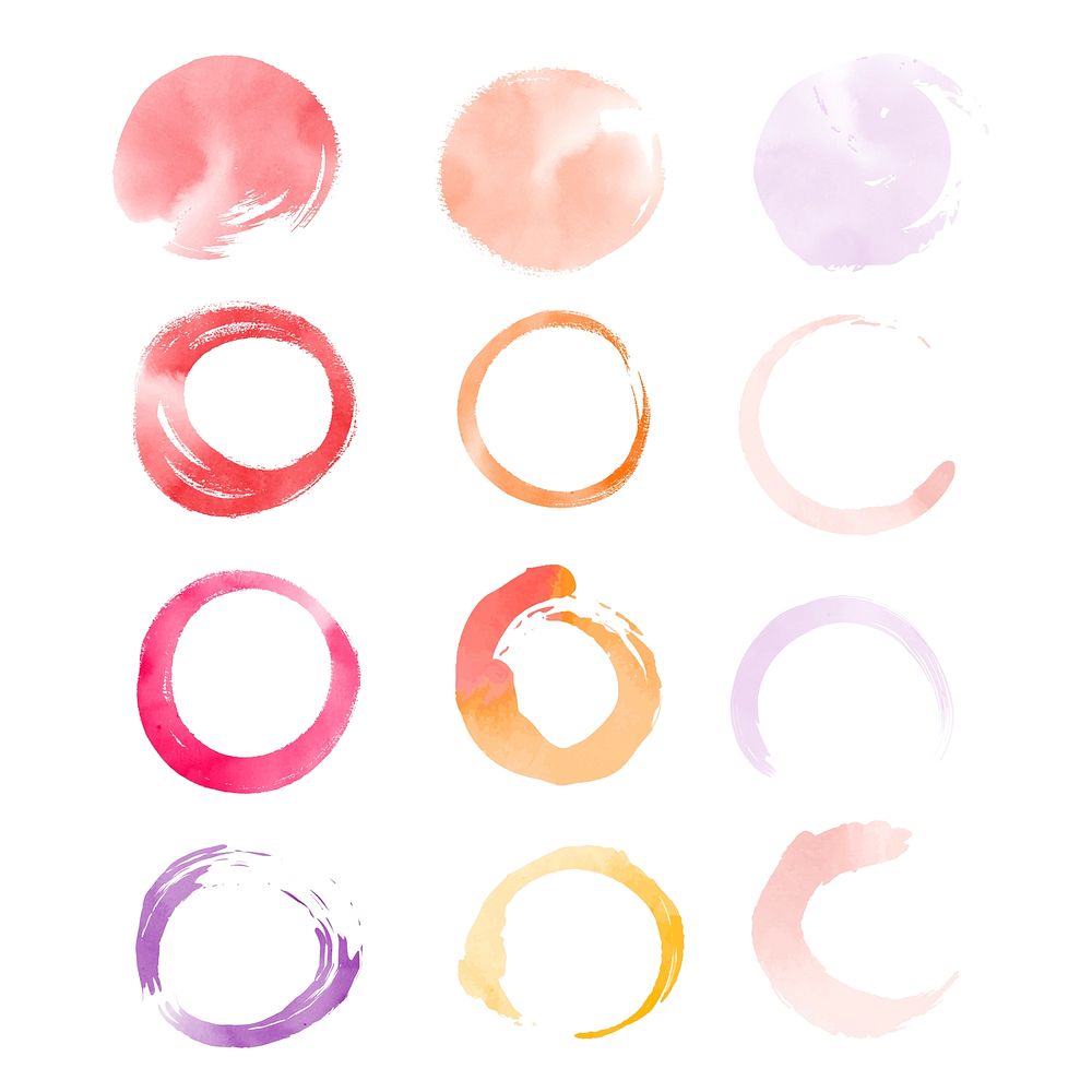 Round watercolor elements vector