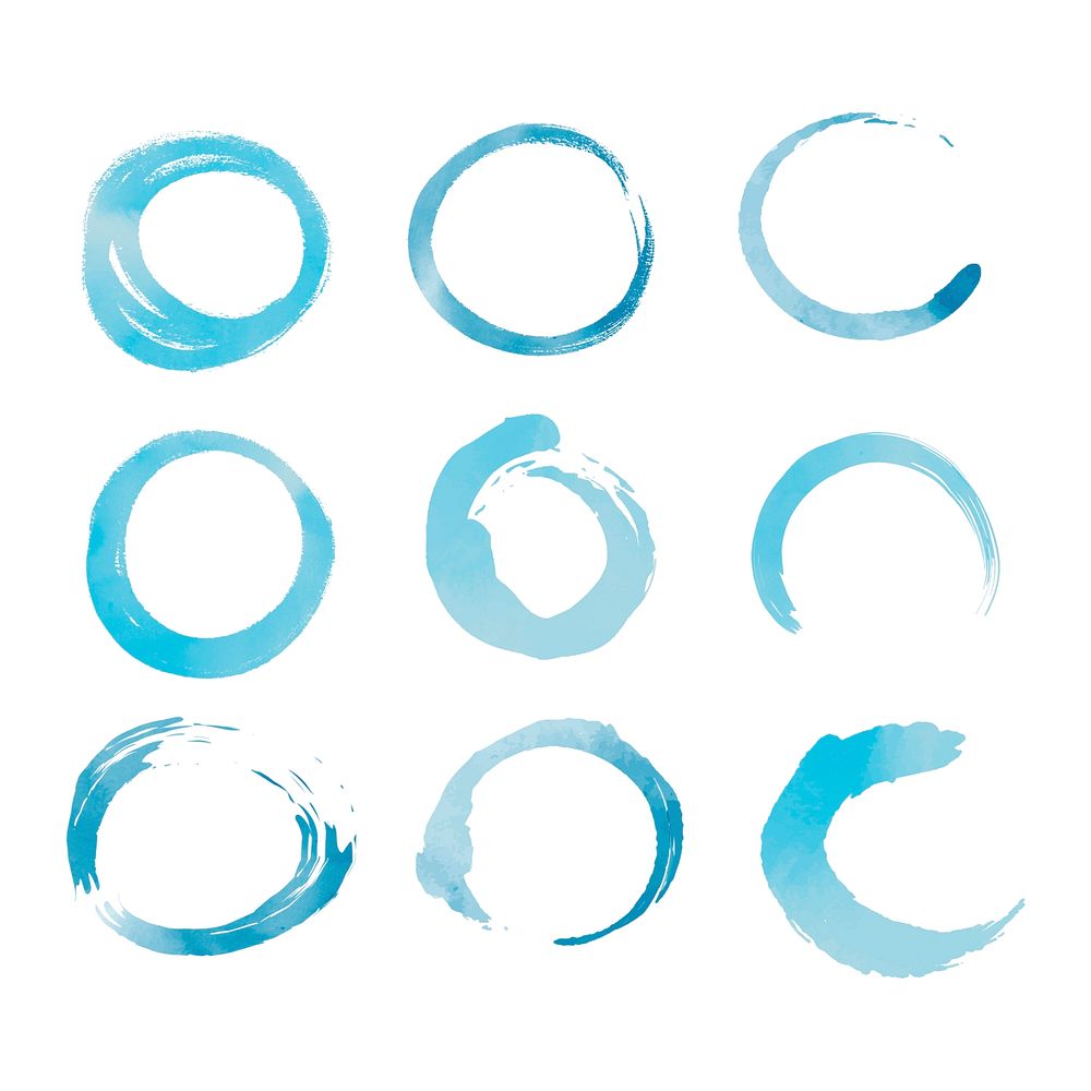Round blue watercolor elements vector