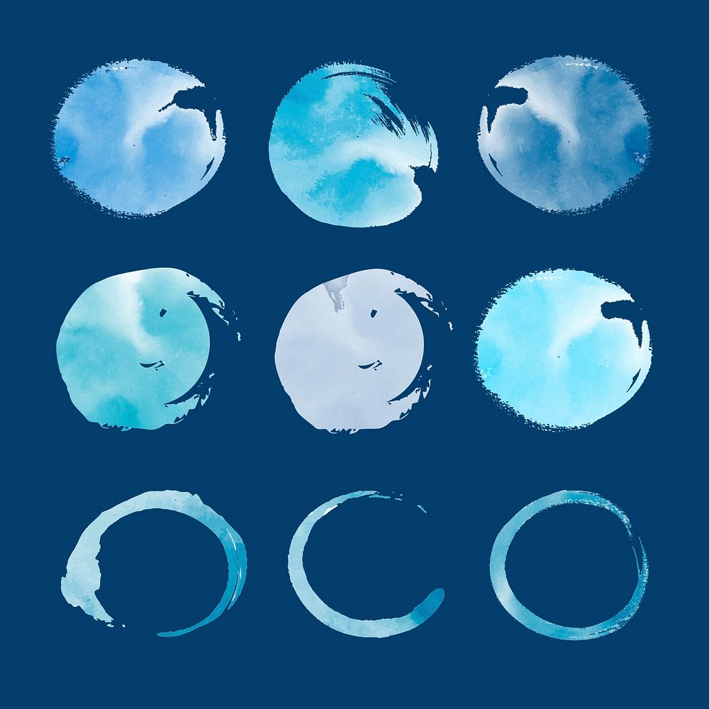 Round blue watercolor elements vector