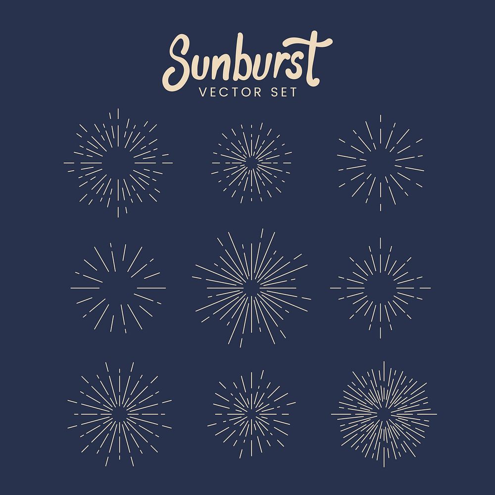 Sunburst vector set on blue