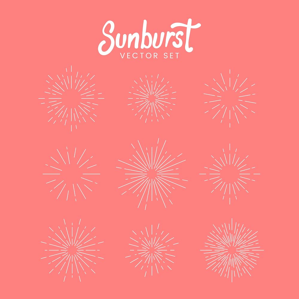 Sunburst vector set on pink