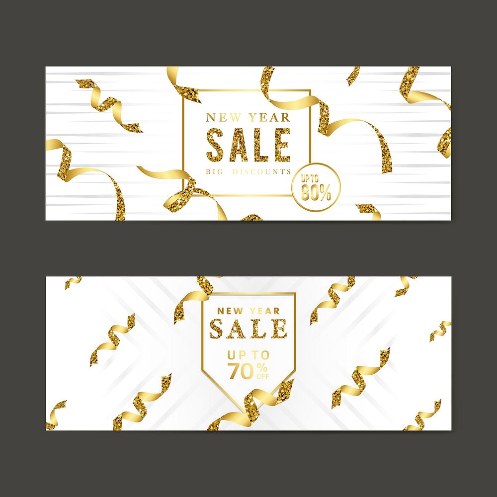 Golden sale sign vector set