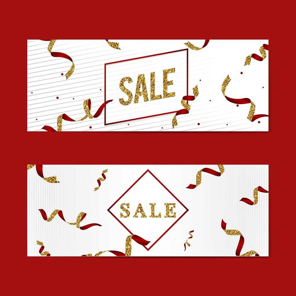 Sale emblem with ribbons vector