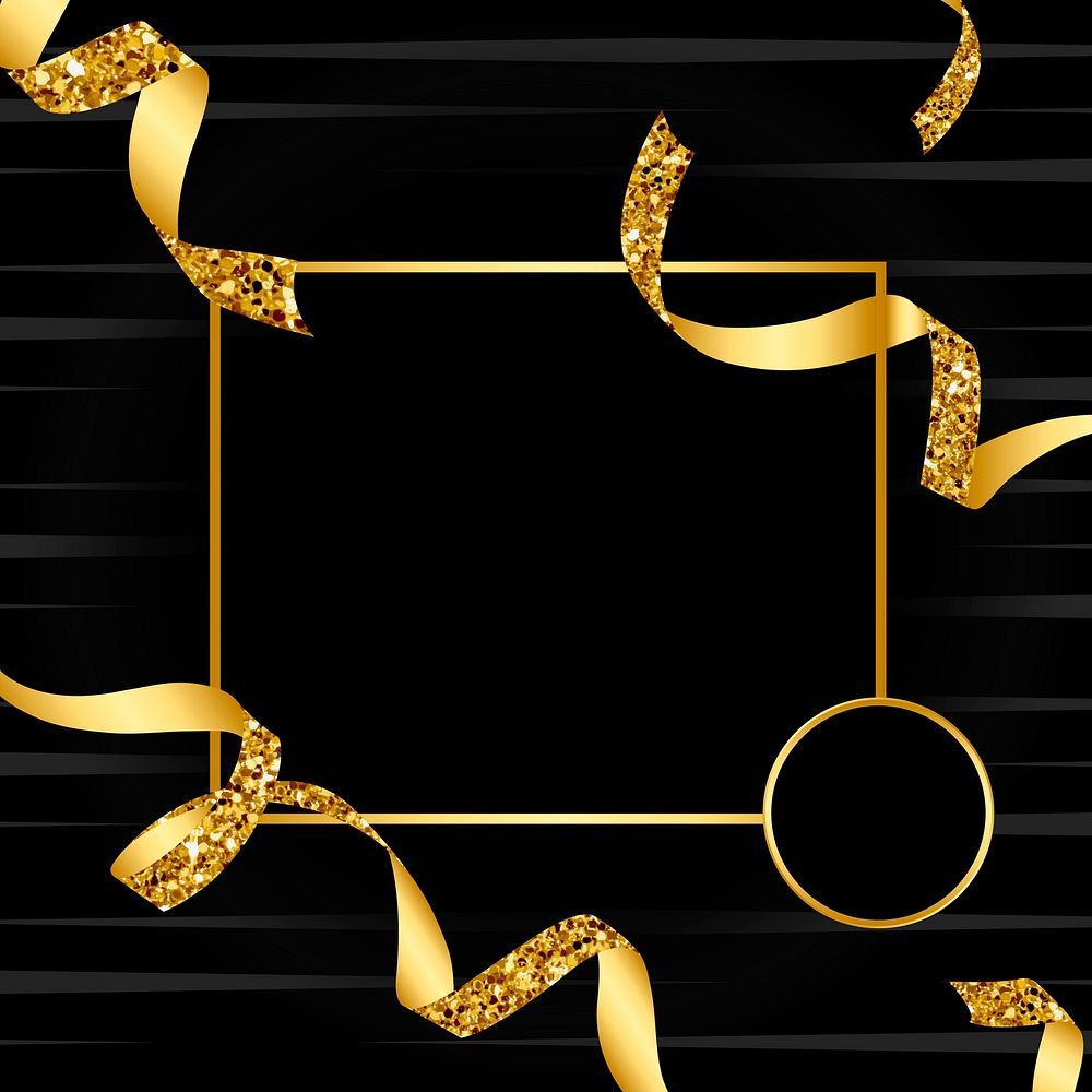 Blank golden emblem with confetti vector