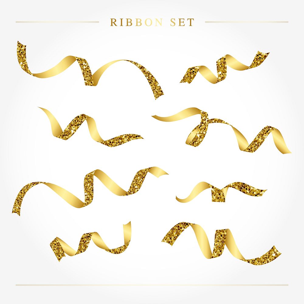 Golden festive ribbons set vector