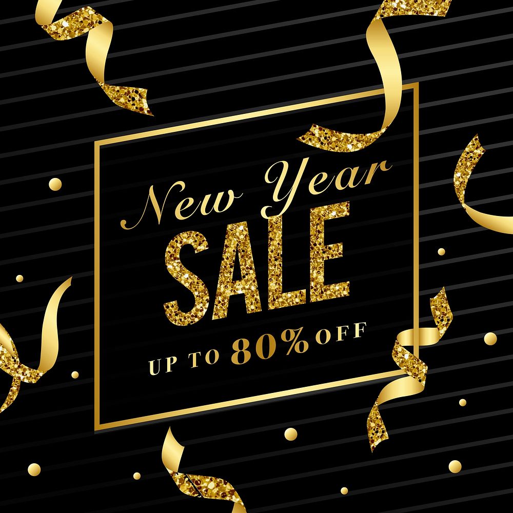 New year sale 80% off sign vector