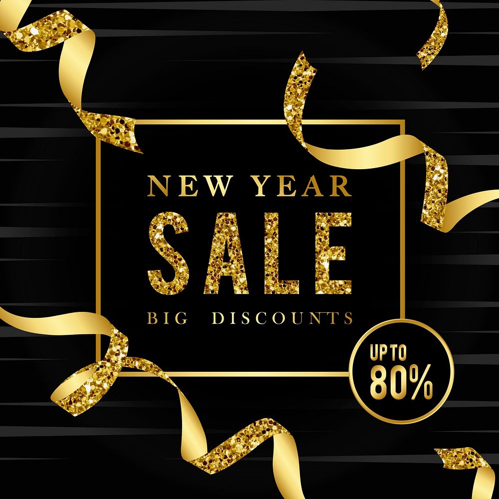 New year sale 80% off sign vector