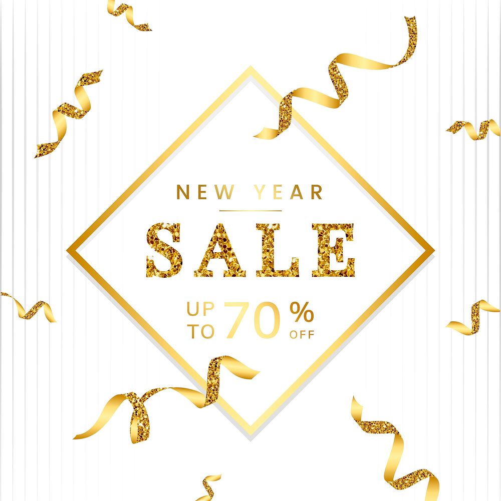 New year 70% off sale sign vector