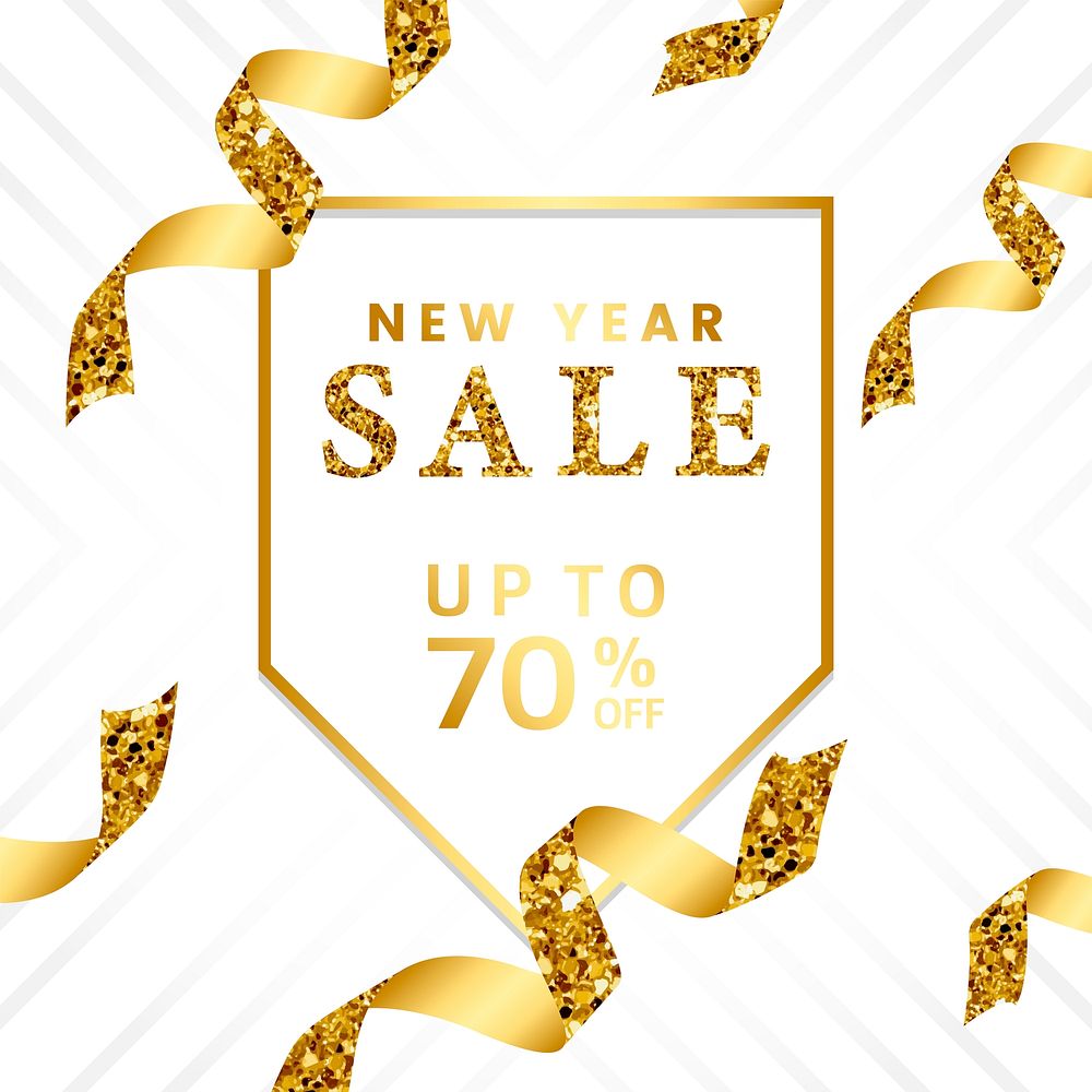 New year 70% off sale sign vector