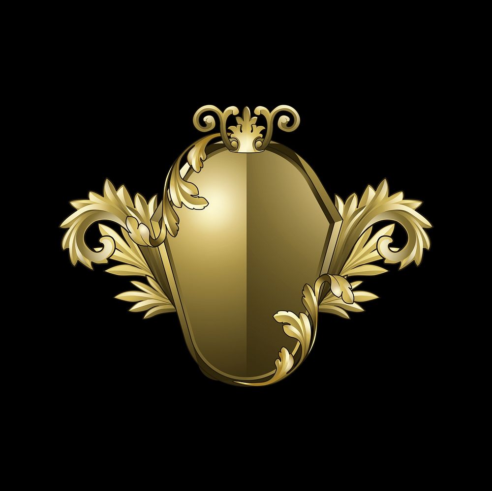 Golden Baroque shield elements vector