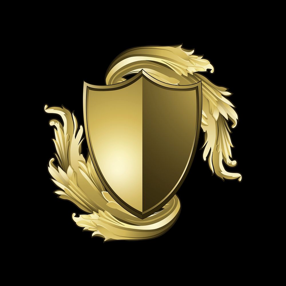 Golden Baroque shield elements vector