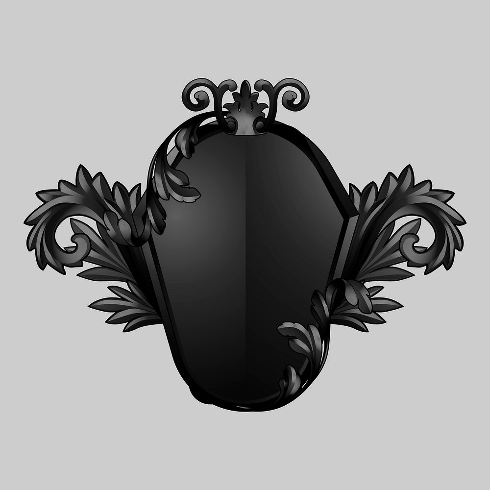 Black Baroque shield elements vector