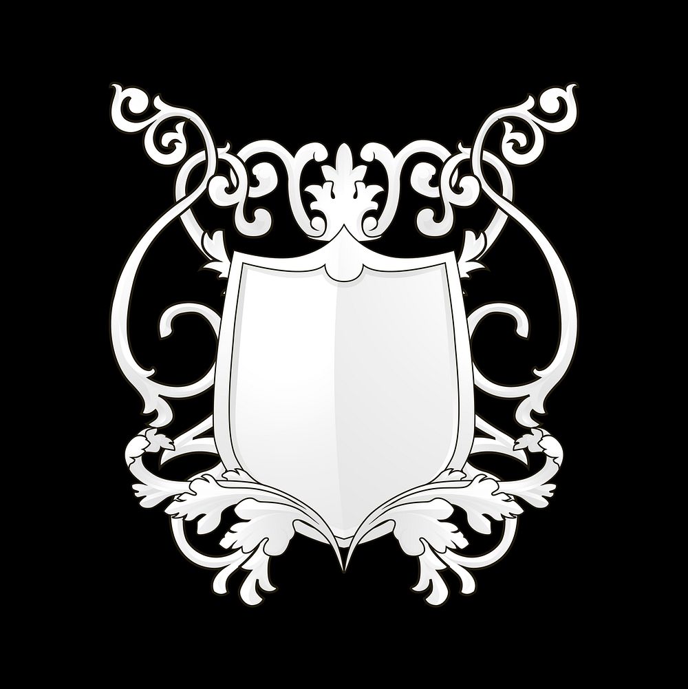 White Baroque shield elements vector