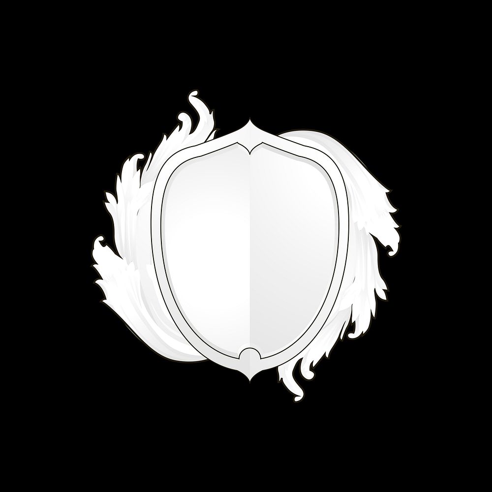 White Baroque shield elements vector