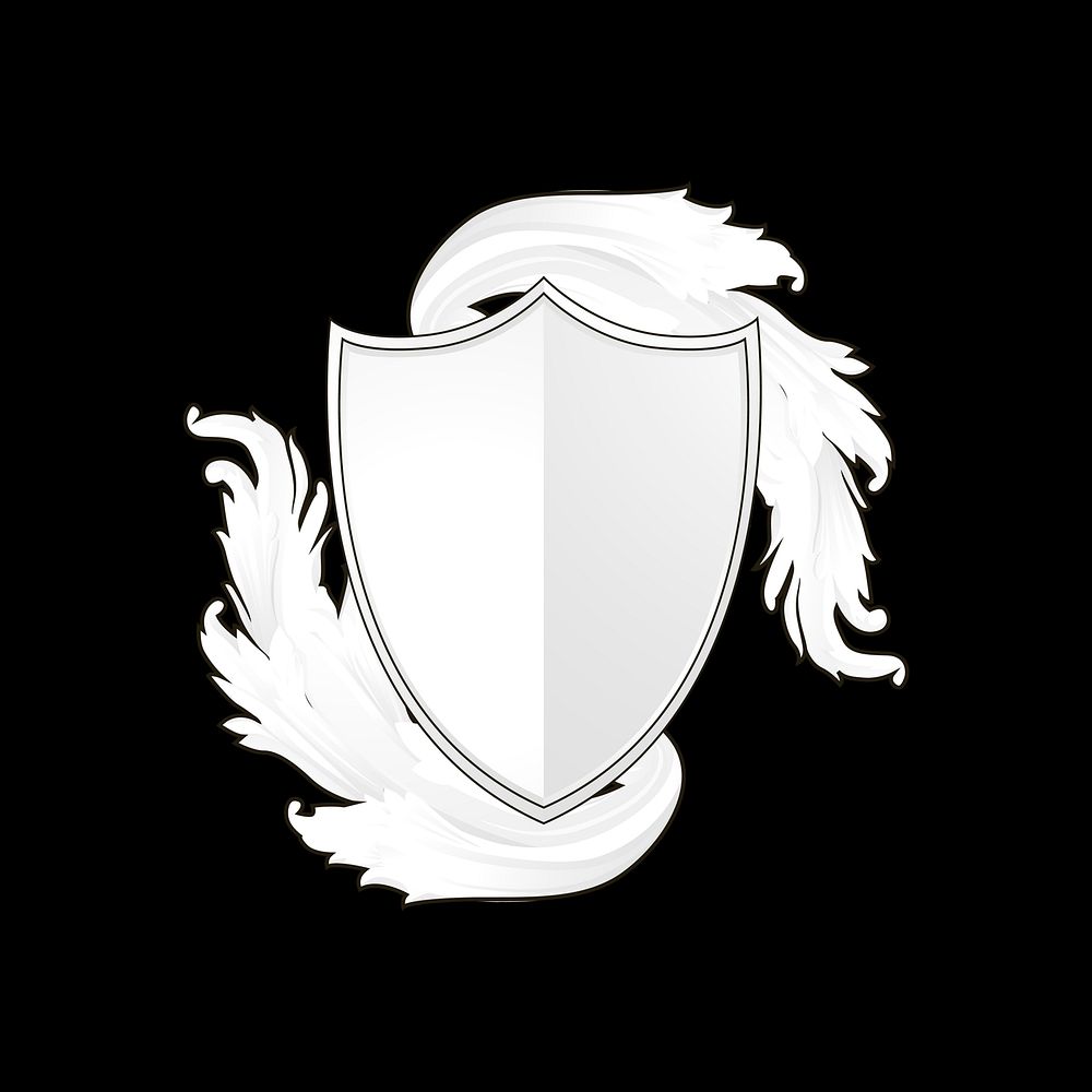 White Baroque shield elements vector