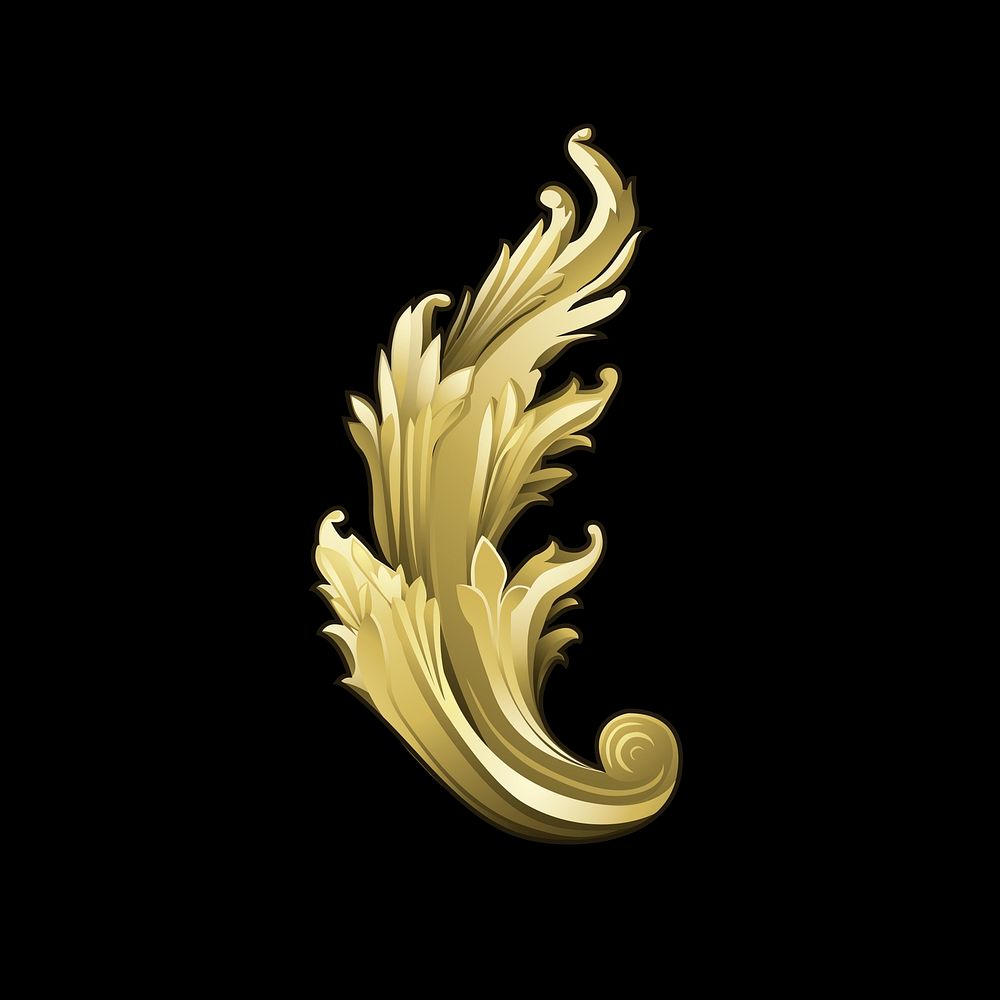 Golden Baroque floral elements vector