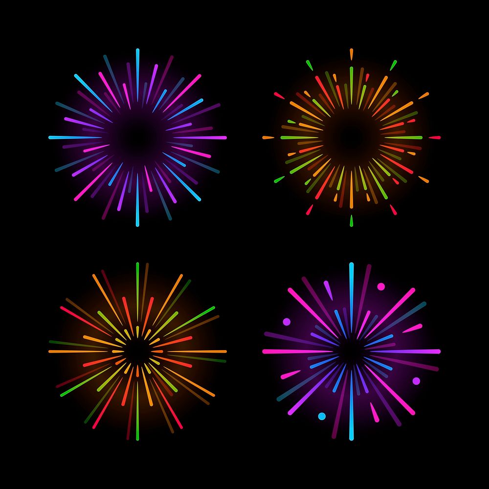 Set of firework explosion vectors