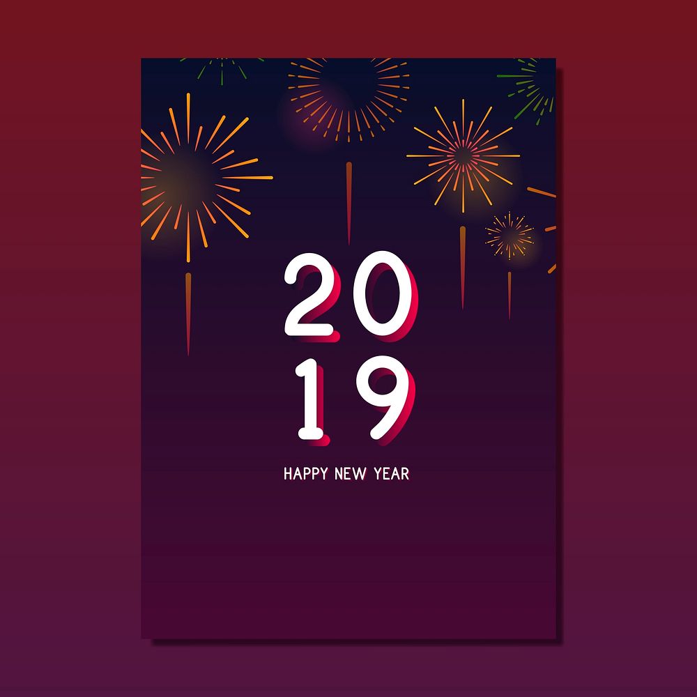 Happy new year 2019 greeting card vector