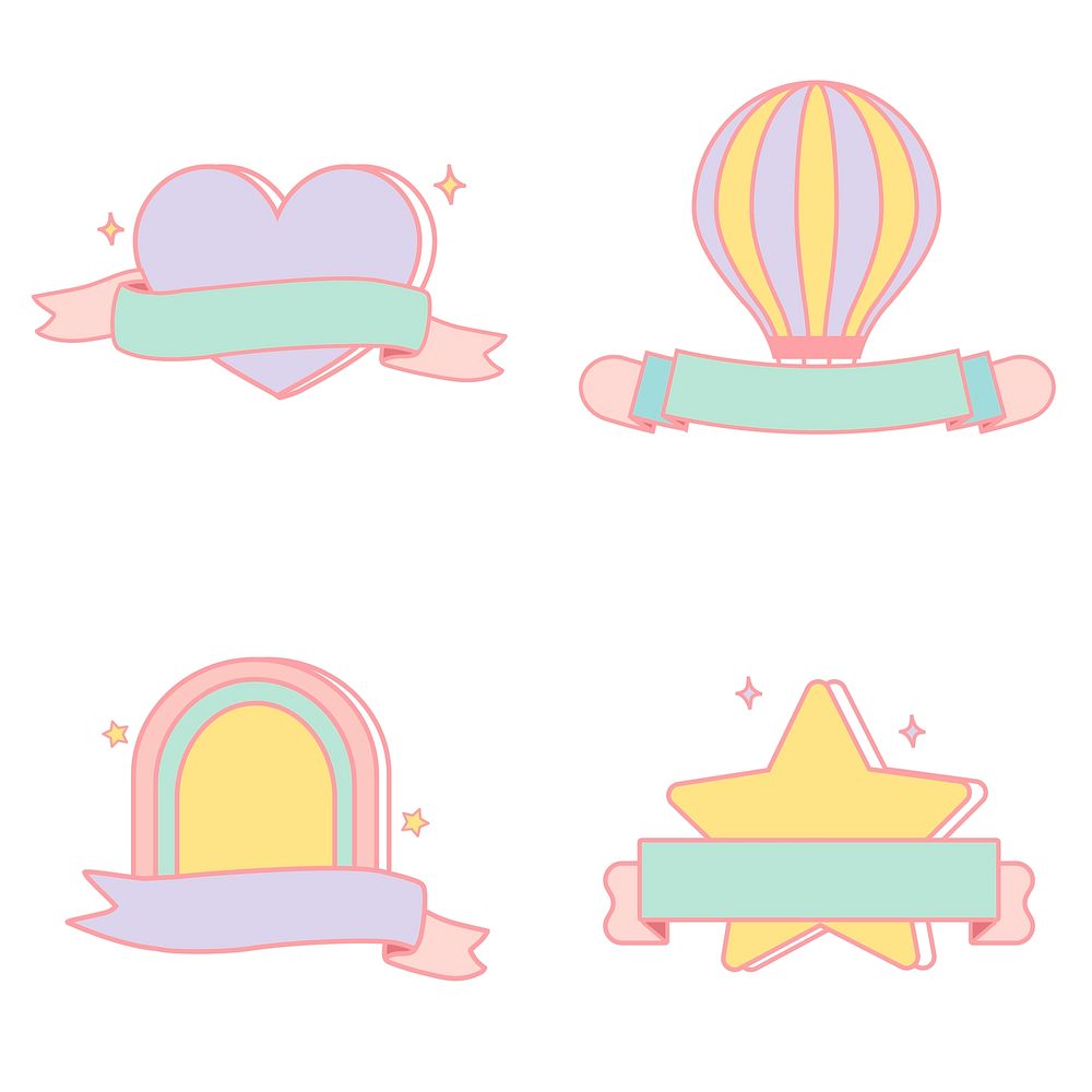 Cute pastel emblems vector set | Free Vector - rawpixel