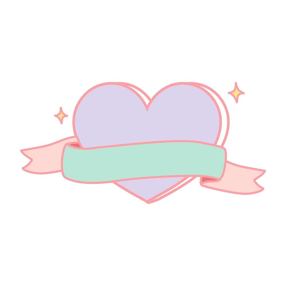 Cute pastel purple heart shape emblem vector