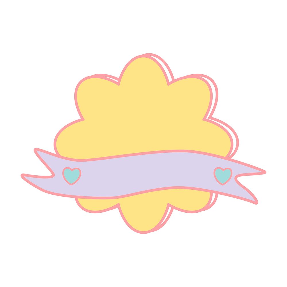 Cute pastel yellow cloud emblem vector