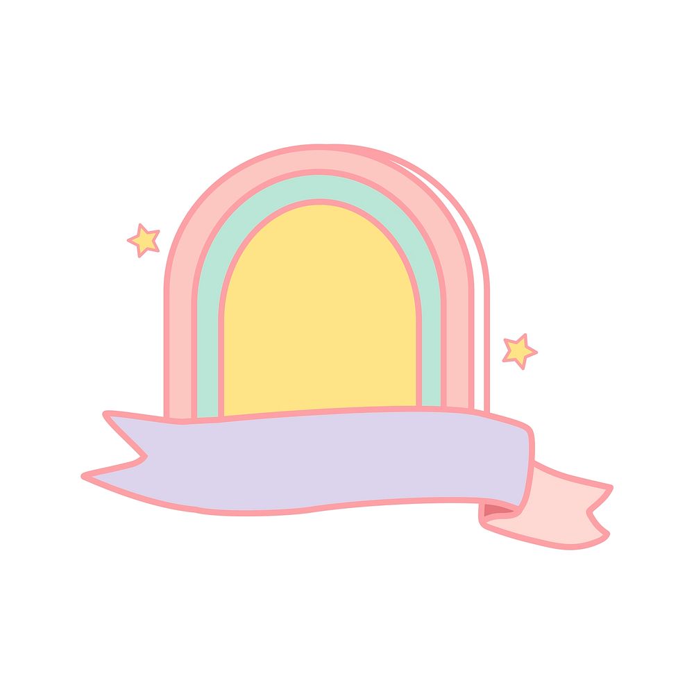Cute pastel rainbow frame vector