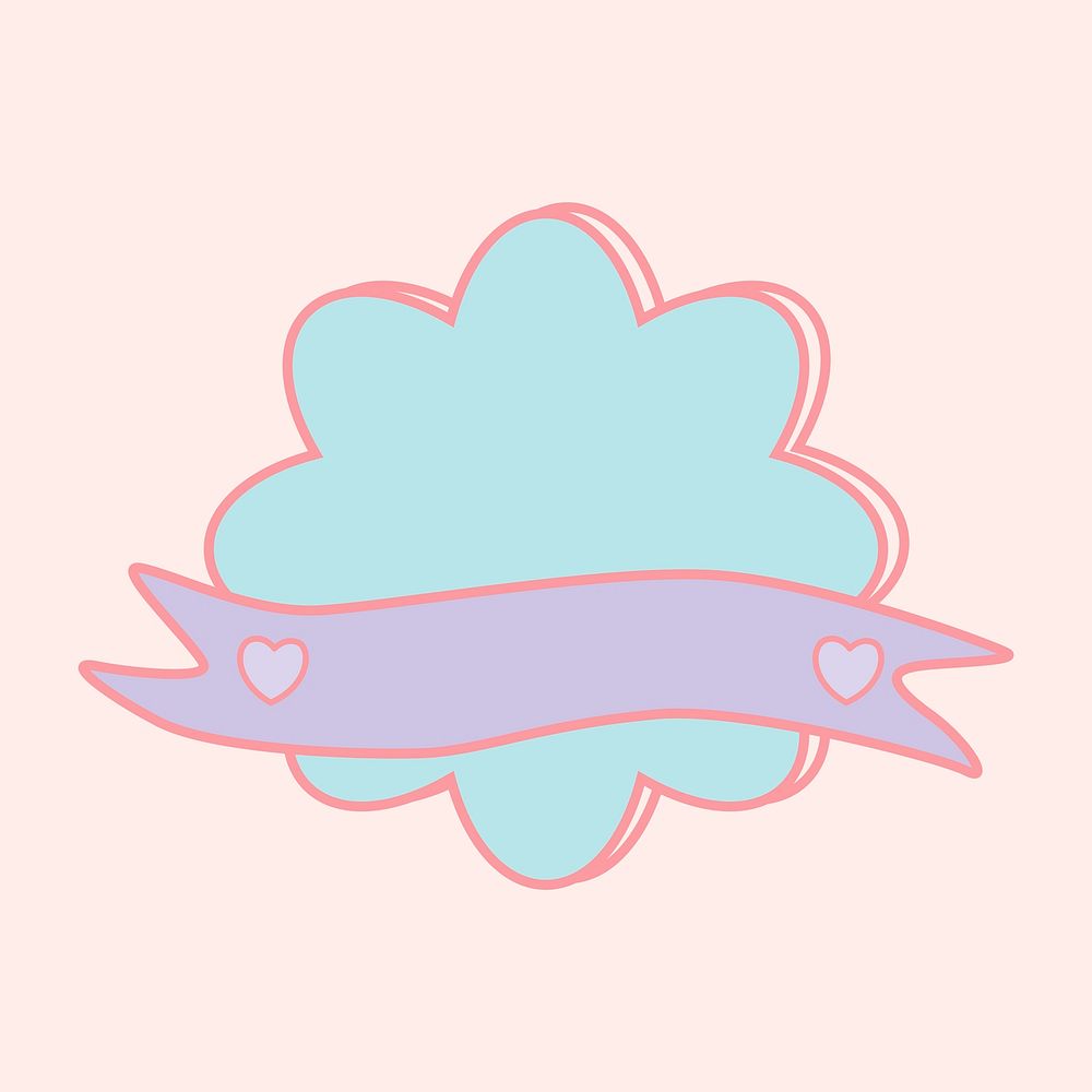 Cute pastel blue cloud emblem vector