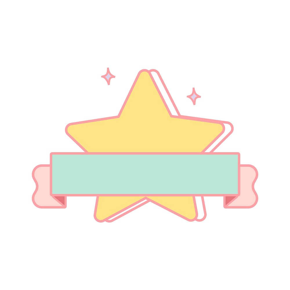 Cute pastel yellow star emblem vector