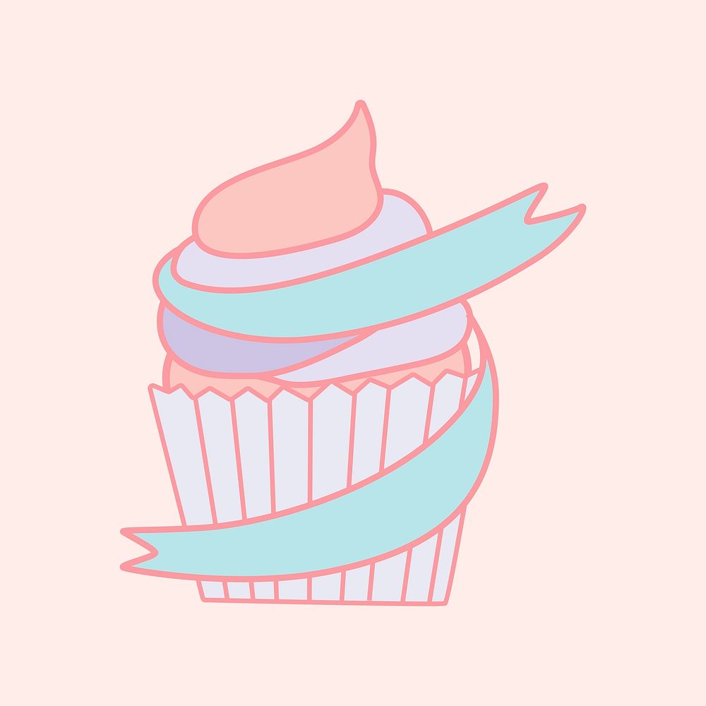 Cute pastel cupcake emblem vector