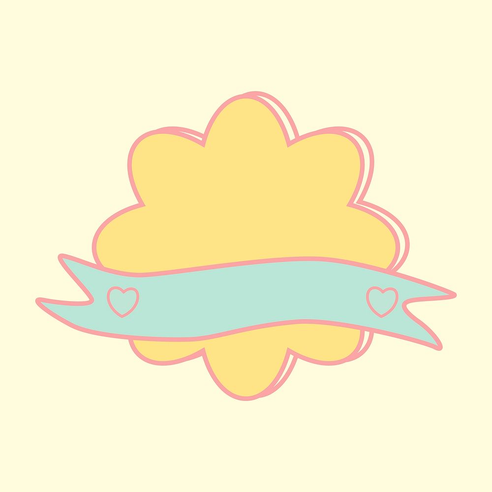 Cute pastel yellow cloud emblem vector