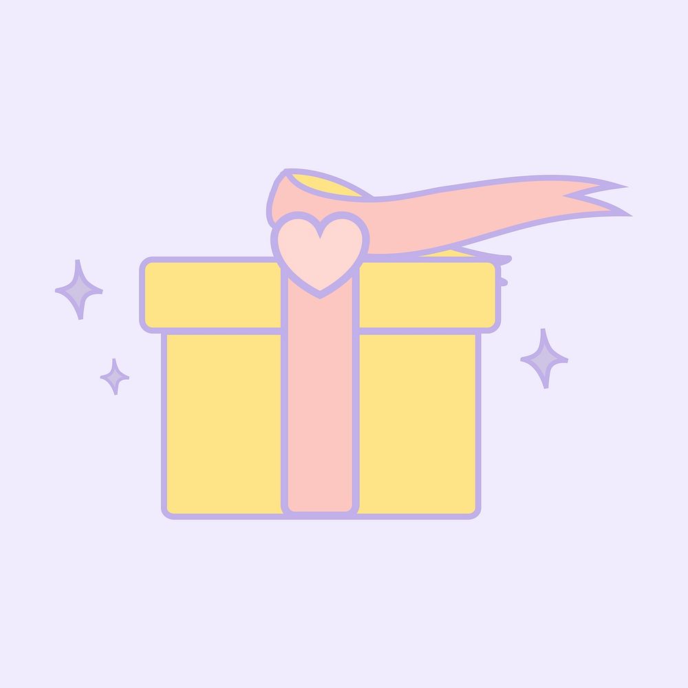 Cute pastel yellow gift box vector
