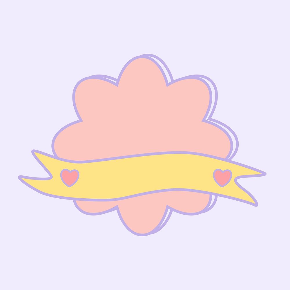 Cute pastel pink cloud emblem vector