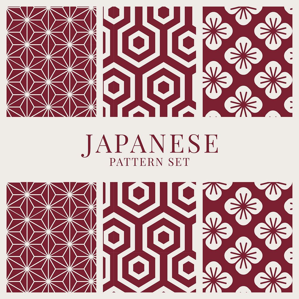 Japanese-inspired pattern vector set