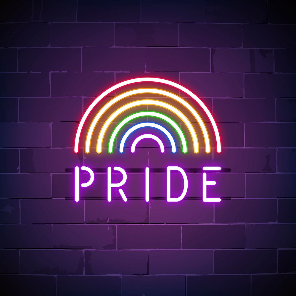 Rainbow pride neon sign vector