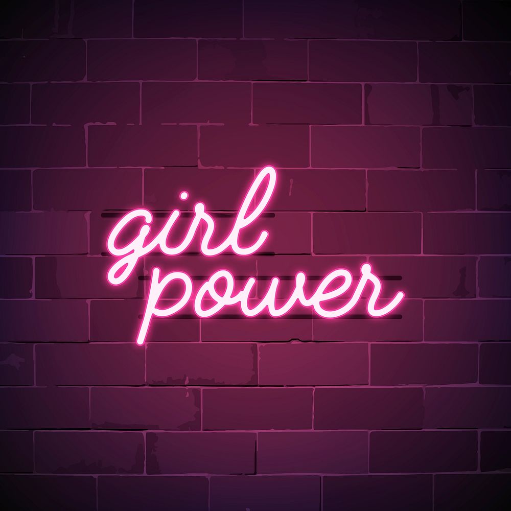 Girl power neon sign vector