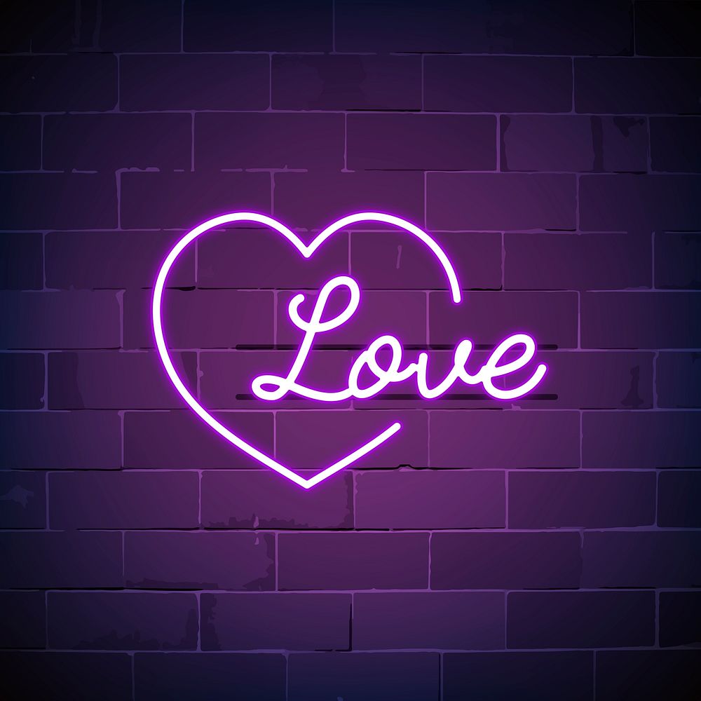 Love is all around neon sign vector