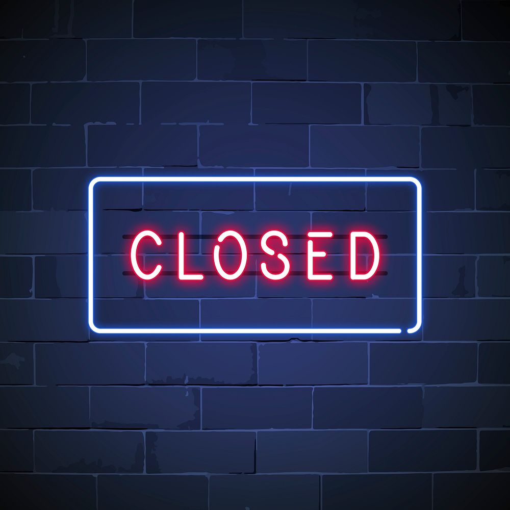 Red closed neon sign vector