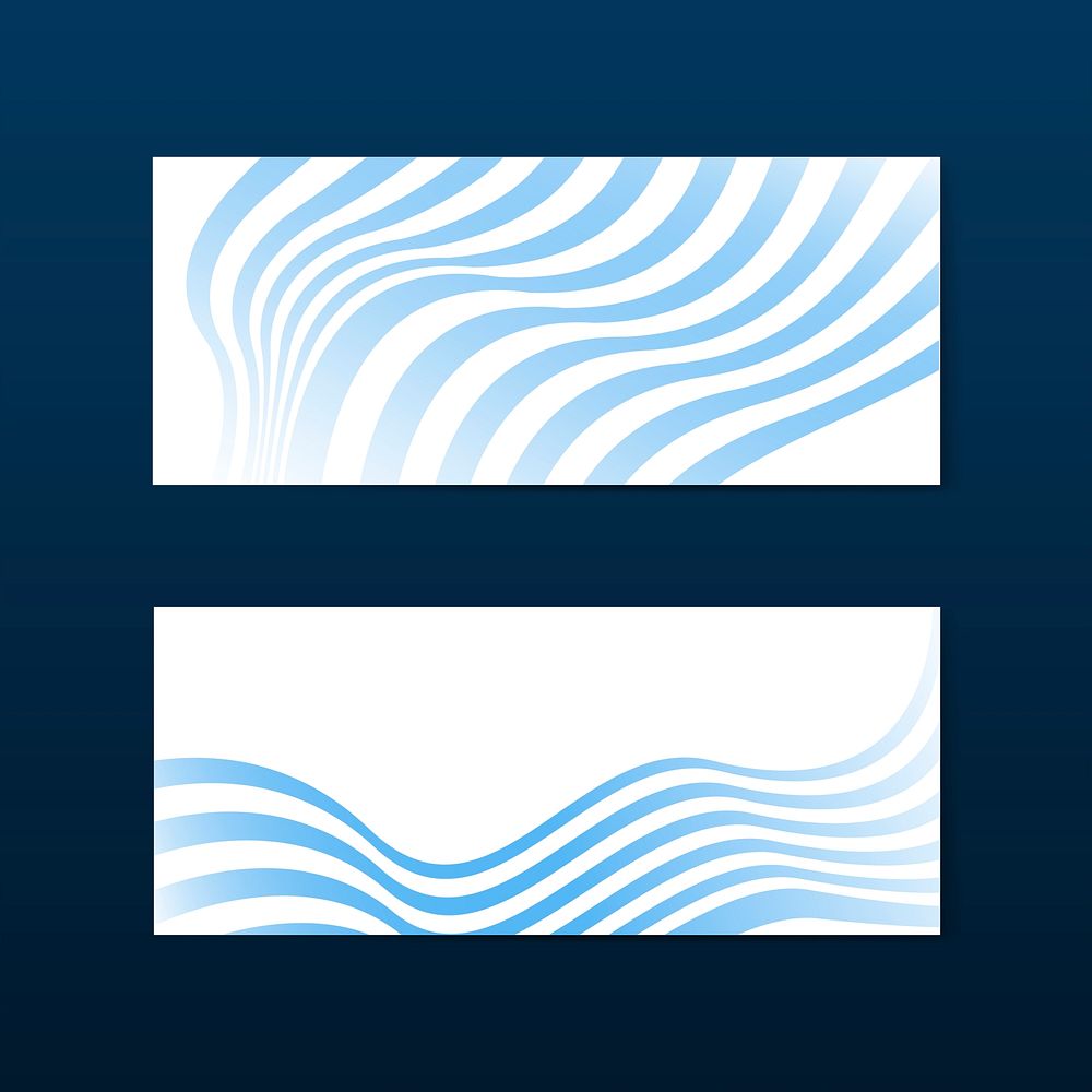 Blue and white striped abstract banner vectors