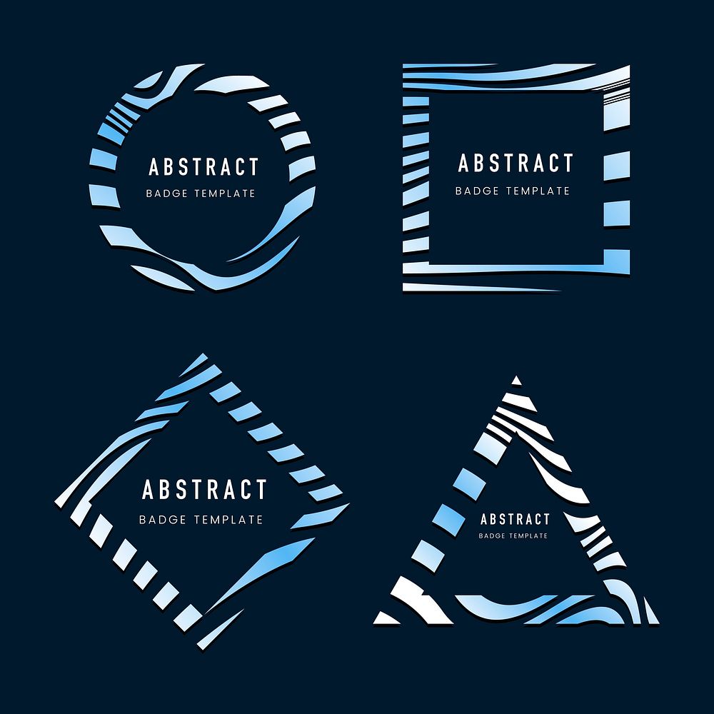Set of blue abstract badge template vectors
