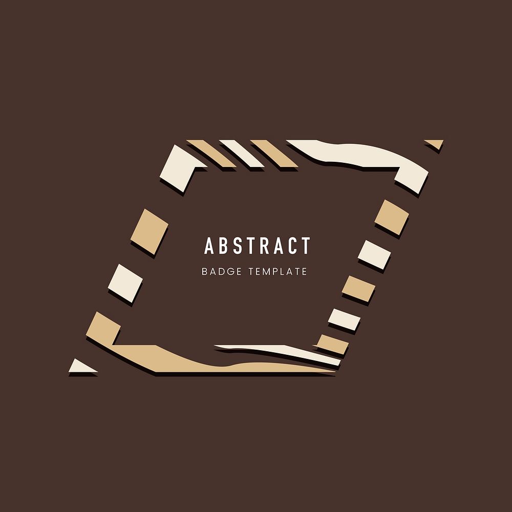 Brown abstract badge template vector