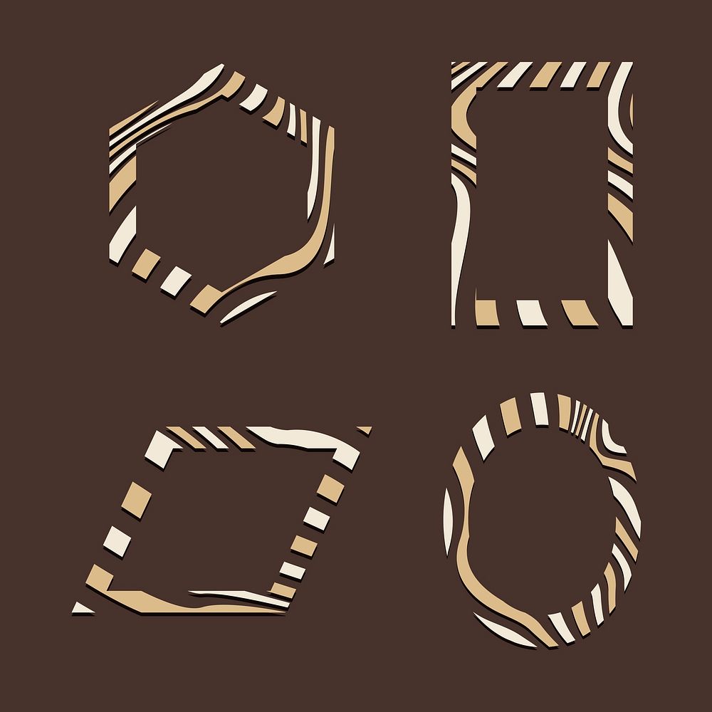 Set of brown abstract badge template vectors