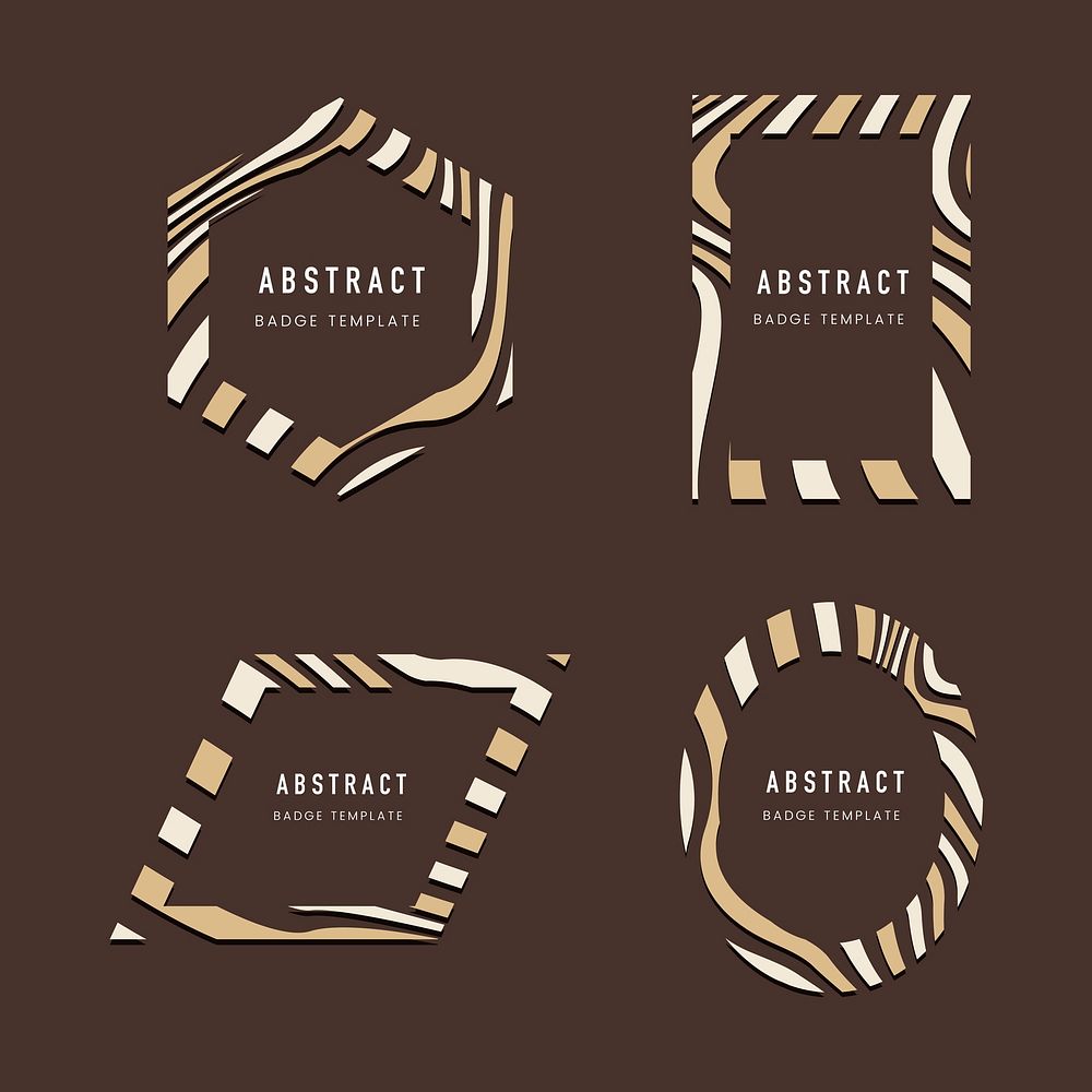 Set of brown abstract badge template vectors