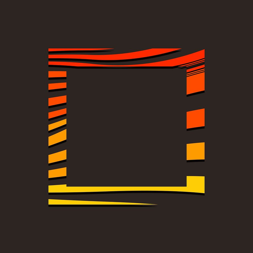 Orange square abstract badge template vector